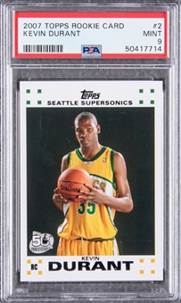 2007-08 Topps #2 Kevin Durant Rookie Card - PSA MINT 9